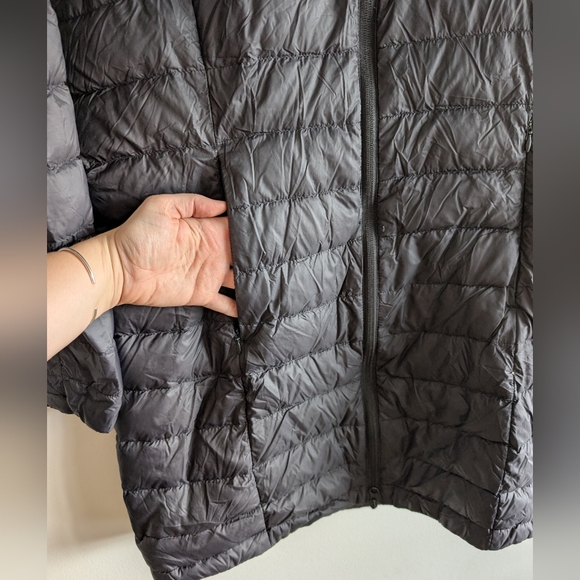 Women's Black Quilted Down Long Jacket - Picture 4 of 7